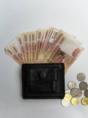 Kağıt çanta siyah ve demir para Üstten Görünüm