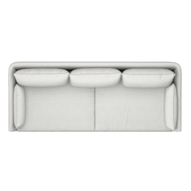 White three-seater soft sofa on a white background 3d clipart