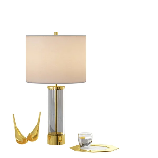 Tischlampe mit Lampenschirm auf weißem Hintergrund 3d — Stockfoto