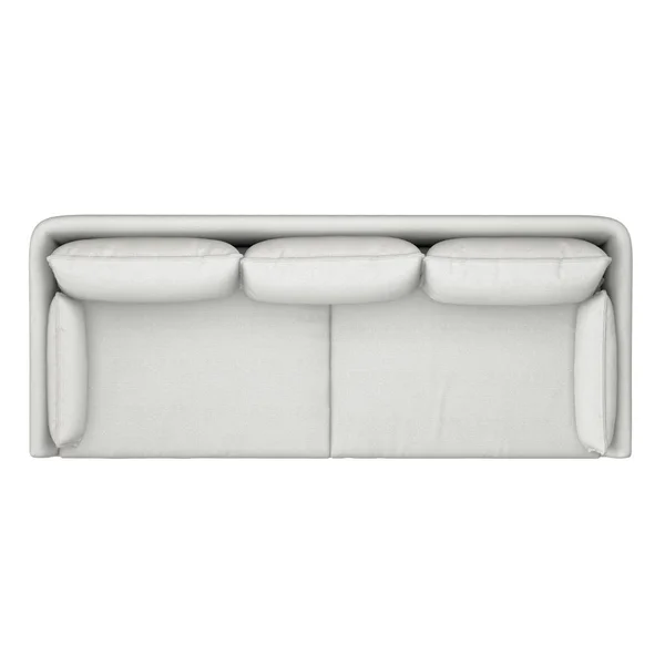 White three-seater soft sofa on a white background 3d — Stock Photo, Image