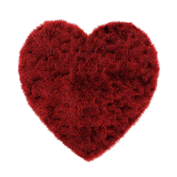 Red carpet in the shape of a heart made of wool isolated background 3d — Stock Photo, Image