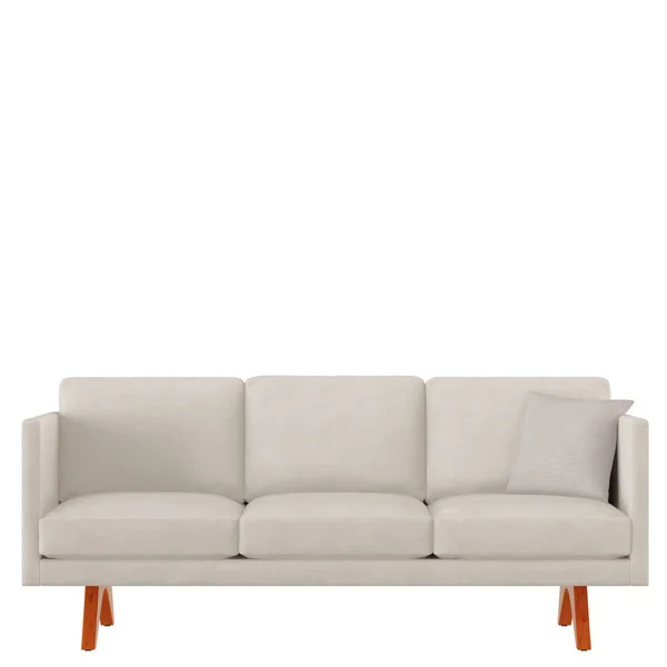 Яскравий диван з подушкою ізольований фон 3d — стокове фото