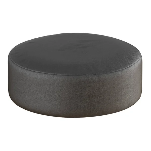 Pouf rond en cuir noir sur fond blanc rendu 3d — Photo