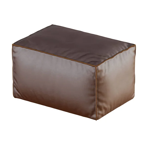 Pouf en cuir marron sur fond blanc rendu 3d — Photo