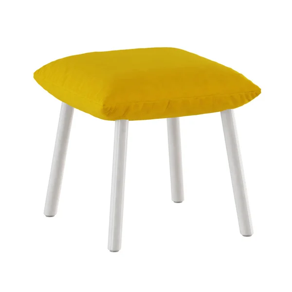 Coussin de chaise jaune doux sur fond blanc rendu 3d — Photo