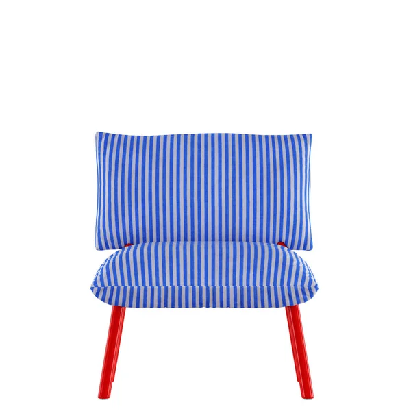 Chaise à rayures douces sur fond blanc 3d rendant vue de face — Photo
