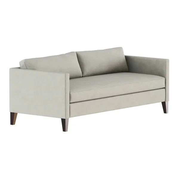 Biały materiał sofa z poduszkami na białym tle 3d renderowania — Zdjęcie stockowe