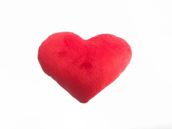 Zacht stuk speelgoed rood hart op witte achtergrond — Stockfoto