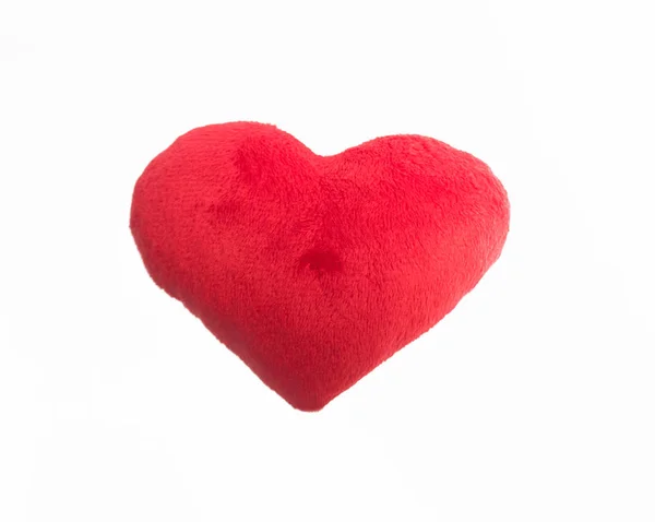 Peluche coeur rouge sur fond blanc — Photo