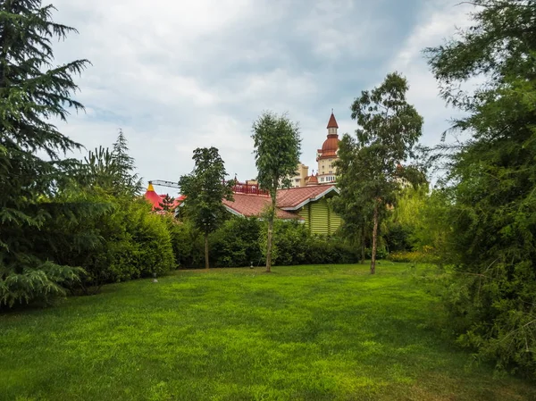 Park gebied van groen gras met bomen op de achtergrond van Park Sochi — Stockfoto