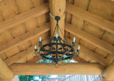 Ampuller ile Yuvarlak siyah ferforje avize yazlık ağırlığında