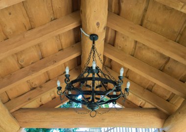 Ampuller ile Yuvarlak siyah ferforje avize yazlık ağırlığında