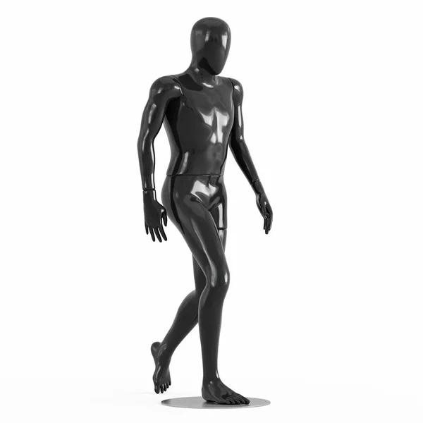 Black mannequin step forward. 3d rendering on a white background — Stock Photo, Image