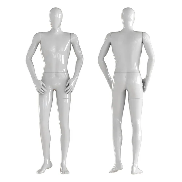 Dos maniquíes blancos sin rostro se paran uno frente al otro con la espalda. Renderizado 3D — Foto de Stock