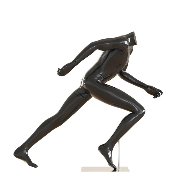 Black running headless mannequin on an iron stand. 3d rendering — Stock Photo, Image