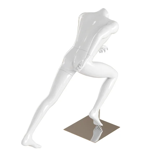 Wit lopende headless mannequin op een ijzeren stand. 3D-rendering — Stockfoto
