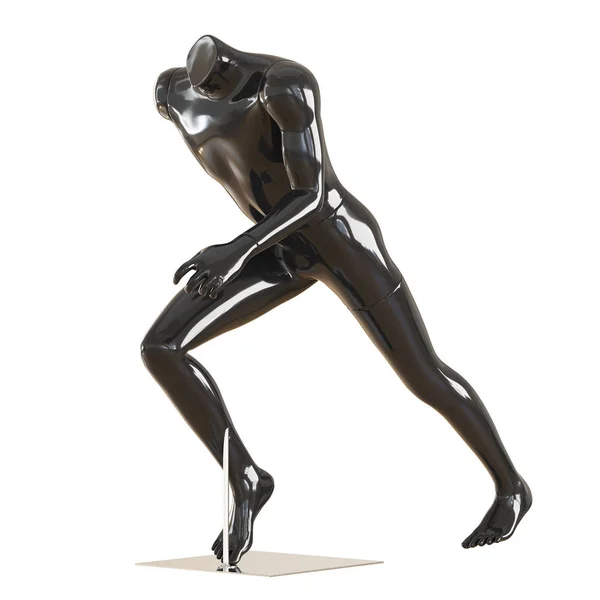 Black running headless mannequin on an iron stand. 3d rendering — Stock Photo, Image