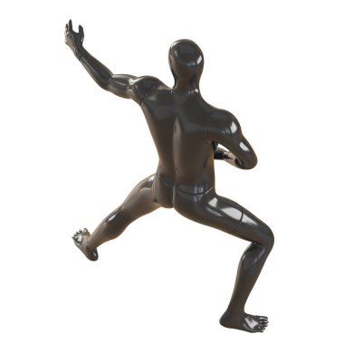 Siyah yüzsüz manken dövüş sanatları gibi bir poz duruyor. İzole arka planda 3d görüntüleme