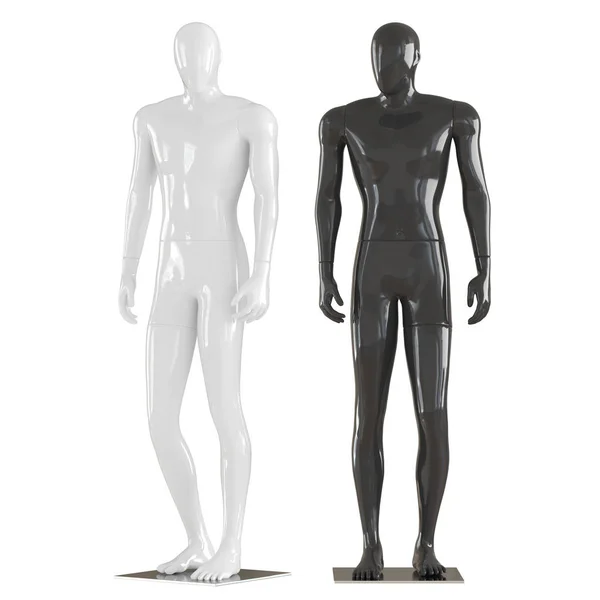 Black and white mannequin stand in a free straight pose. 3D rendering on isolated background — Stock Photo, Image