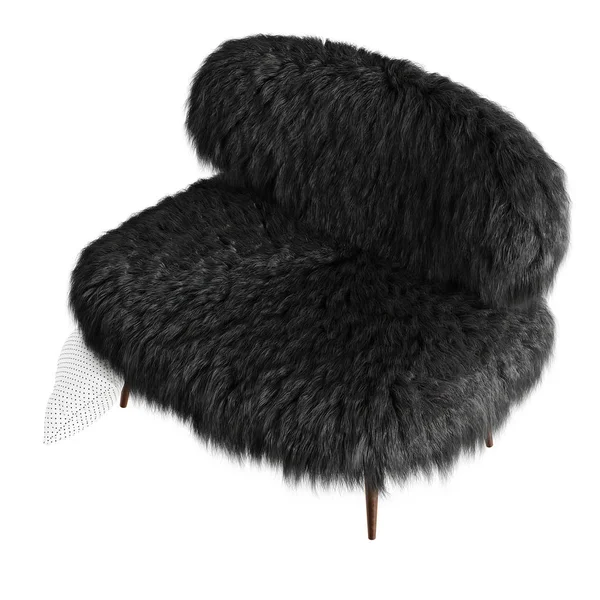 Schöne schwarze flauschige Bank aus Wolle auf isoliertem Hintergrund. 3D-Darstellung — Stockfoto