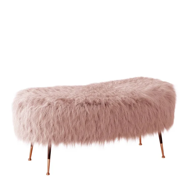 Beautiful peach colour fluffy bench made of wool on an isolated background. 3D rendering — Stock Photo, Image