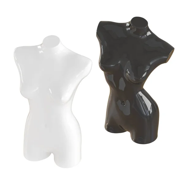 Due busto manichino femminile su uno sfondo bianco isolato. Rendering 3D — Foto Stock