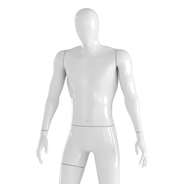 Vista de cerca de un maniquí masculino blanco de construcción atlética sobre un fondo blanco aislado. Renderizado 3D — Foto de Stock