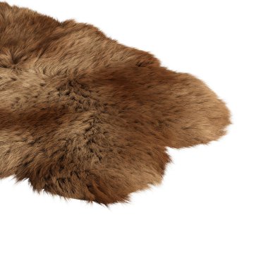 Beyaz arka planda koyun derisi bir halının kahverengi teni. 3d oluşturma