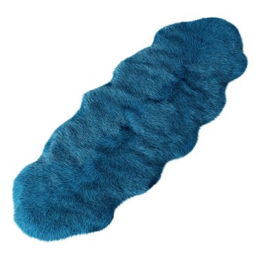 Beyaz arka planda koyun derisi bir halının mavi derisi. 3d oluşturma