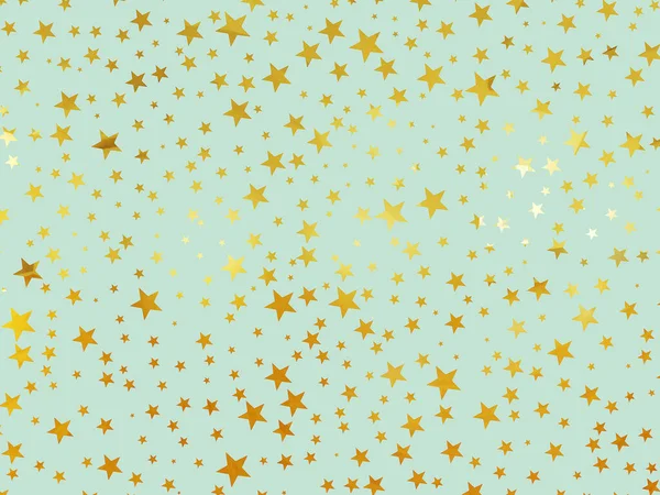 Muitas estrelas são de cor dourada com um efeito reflexivo sobre um fundo verde. Renderização 3D — Fotografia de Stock