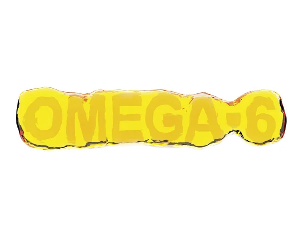 Leuchtend goldenes Omega-6-Logo auf weißem Hintergrund. 3D-Rendering — Stockfoto