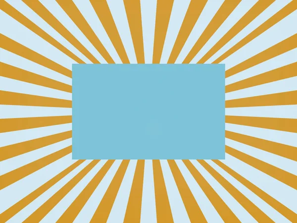 Αφηρημένο γεωμετρικό υπόβαθρο είναι ένα μπλε ορθογώνιο με κίτρινες ακτίνες. — Φωτογραφία Αρχείου