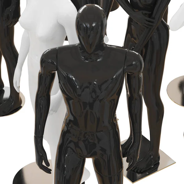 Maniquí negro sin rostro de plástico brillante. renderizado 3d — Foto de Stock