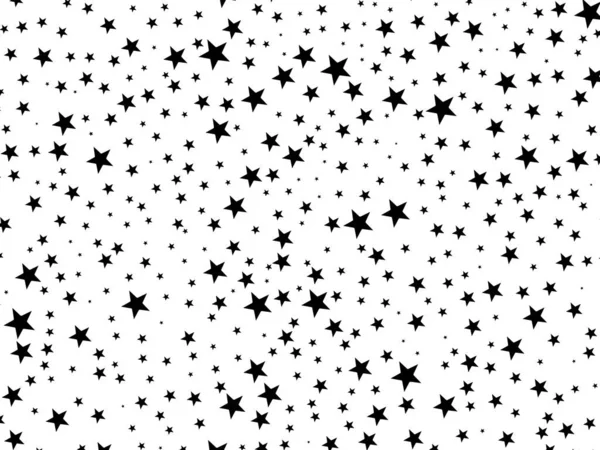 Estrelas pretas de tamanhos diferentes em um fundo branco. Renderização 3D — Fotografia de Stock