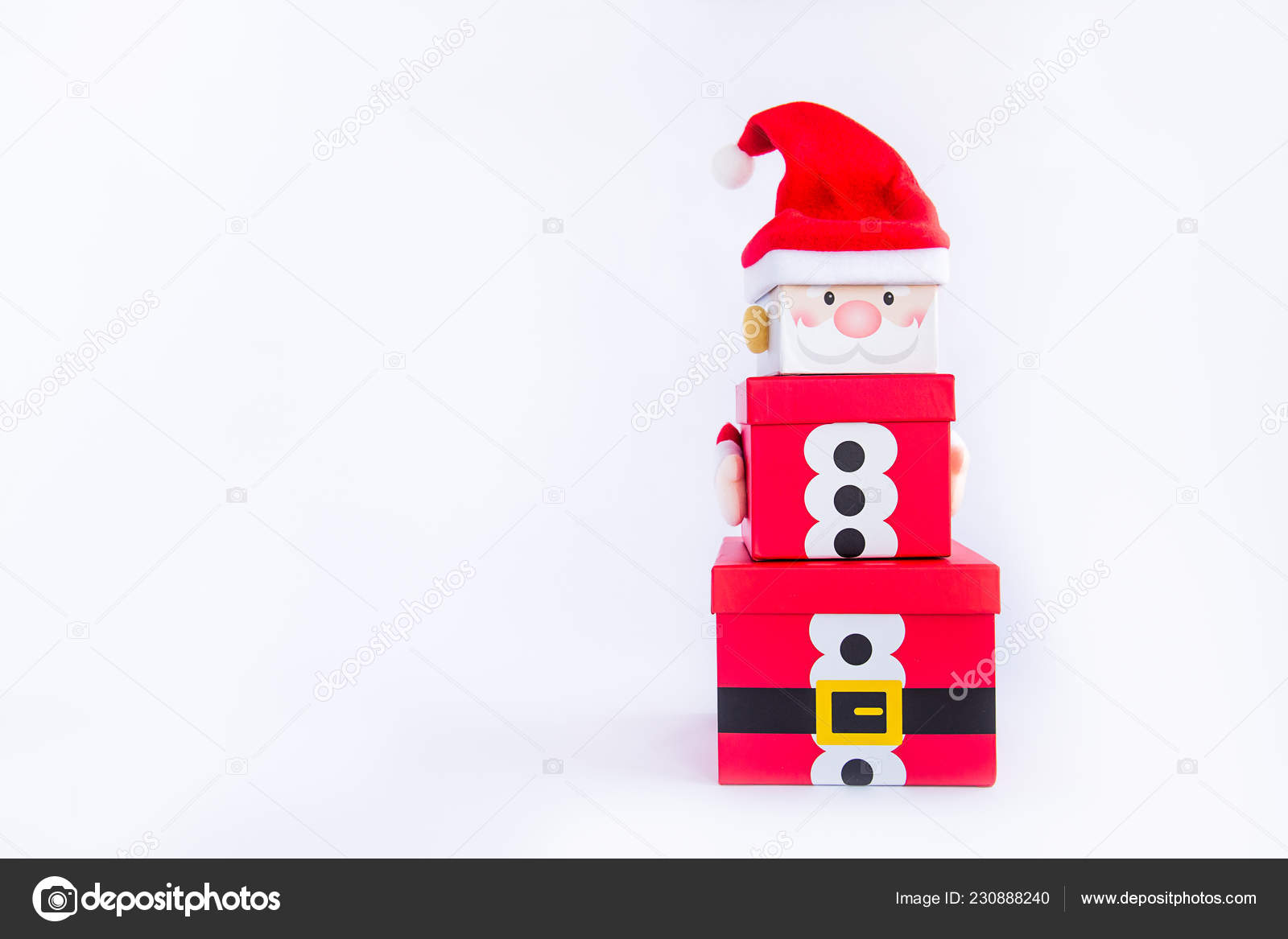 Christmas Gift Boxes Tower Shape Santa Clause White Background Isolated Stock Photo Image By C Okrasyuk 230888240