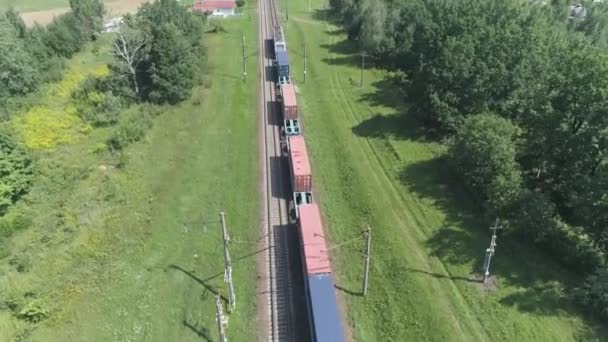 貨物電車鉄道の高さからの眺め — ストック動画