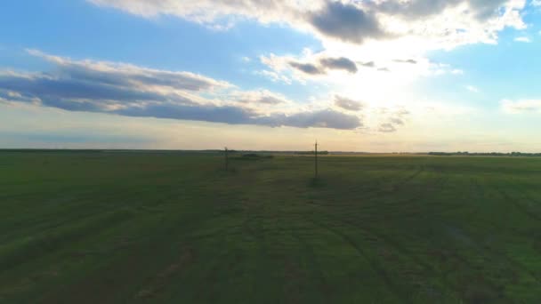 Vista Aérea Campo Silvestre Cielo Nublado — Vídeo de stock