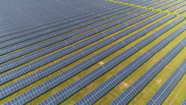 代替エネルギー 日光の高さからフィールドに太陽電池パネルの表示 — ストック動画