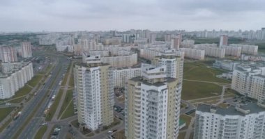 Yerleşim alanı, uçuş konut, kentsel altyapı, microdistrict havadan görünümü.