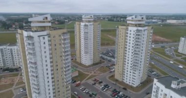Yerleşim alanı, uçuş konut, kentsel altyapı, microdistrict havadan görünümü.