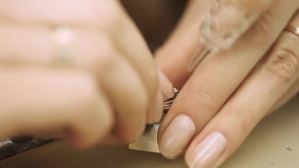 Produkcji Zegarków Mistrz Konfiguruje Mechanizmu Zobacz Mechanizm Zegarki Koła Zębate — Wideo stockowe