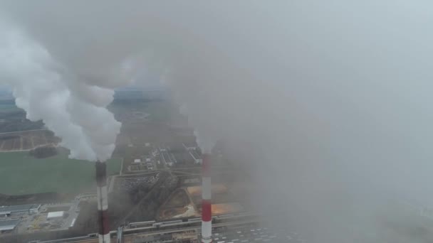 Mocy Cieplnej Energii Dworca Widok Wysokości Rur Mgle Pary Dymu — Wideo stockowe