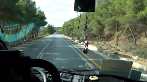 Resa inuti en buss med ön Kreta Grekland berg — Stockvideo