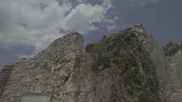 Bir antik Yunan Adası spinalonga, tarih, seyahat, Girit gezi kalıntıları — Stok video