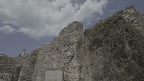 Rovine di un'antica isola greca spinalonga, storia, viaggi, gita di creta — Video Stock