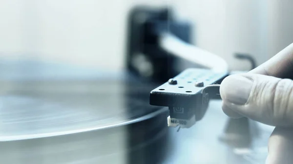 Cinemagraph Loop Vintage Vinyl Turntable Record Player close up — стоковое фото