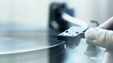 Cinemagraph döngü Vintage Vinil pikap pikap iğnesi yakın çekim