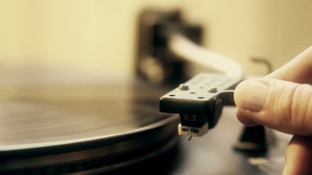 Cinemagraph Loop Vintage Vinyl Turntable Record Player agulha de perto — Vídeo de Stock