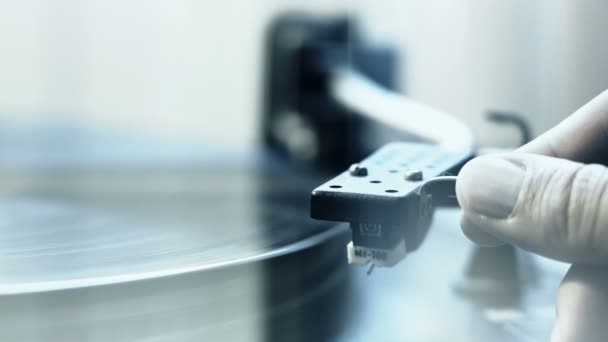 Cinemagraph Loop Vintage Vinyl Turntable Record Player close up — стоковое видео