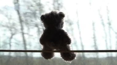 Tren ile pencerede seyahat peluş oyuncak, yol seyahat kavramı